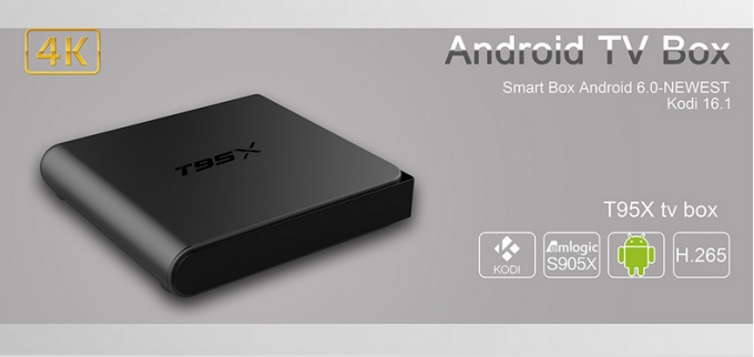 Расширения коробки ТВ андроида пластмассы Т95кс Амлогик Прайнсталлед черный цвет